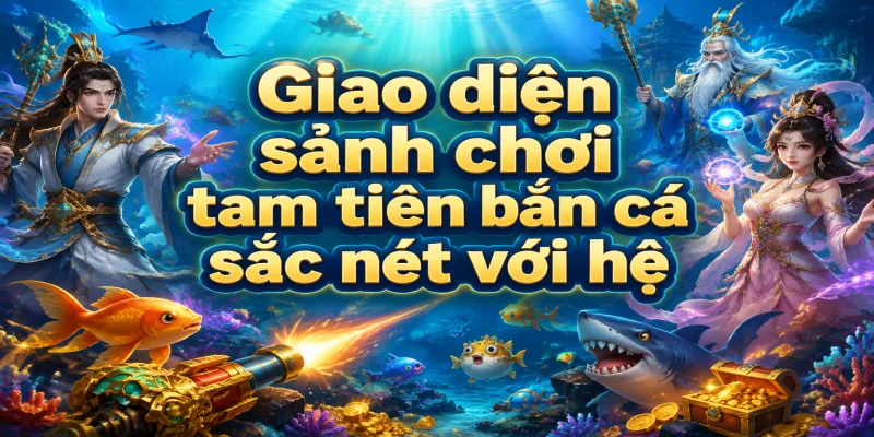 Giao diện sảnh chơi tam tiên bắn cá sắc nét với hệ thống sinh vật biển phong phú tại 188BET