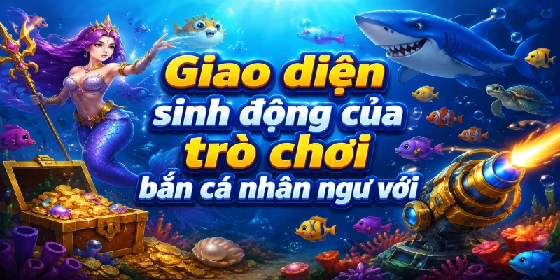 Giao diện sinh động của trò chơi bắn cá nhân ngư với nhiều loài sinh vật biển